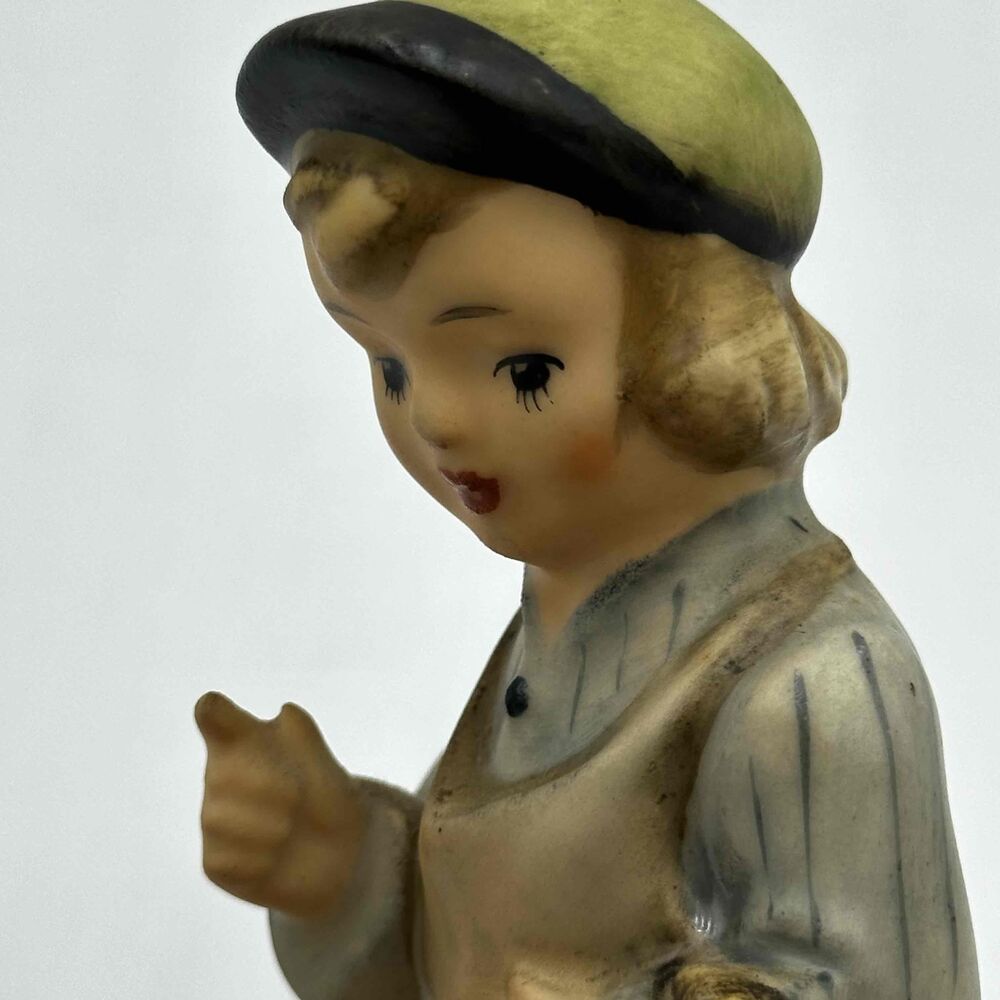 Vintage Friedel Bavaria Boy With Dog Basket Cap Figurine Western Germany - Picture 4 of 6
